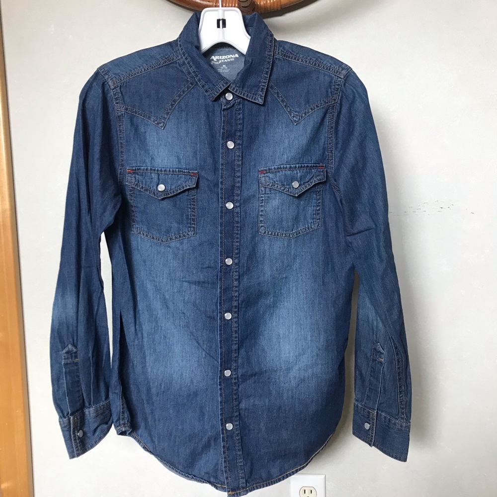 Arizona Jeans button up faux jean shirt